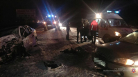 На федеральной трассе по Волгоградом водитель чудом выжил после лобового удара
