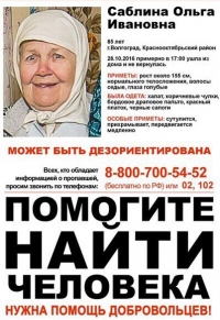 В Волгограде вновь будут искать пенсионерку, пропавшую в прошлом году