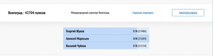 Почти 16 тысяч человек проголосовали за имя Маресьева для волгоградского аэропорта